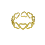 One Love, 18k Gold Plated Stainless Steel Heart Band Ring