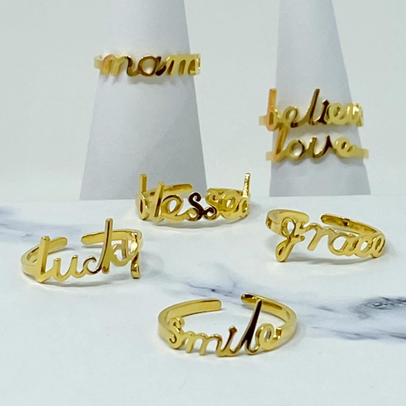 Mama 18k Gold Plated Stainless Steel "mama" ring
