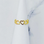 One Love, 18k Gold Plated Stainless Steel Heart Band Ring
