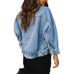 The One, Distressed Denim Jacket With Leopard Contrast