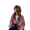 Pretty In Plaid, Pink Plaid Button Up Top