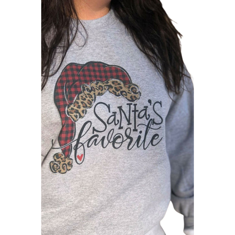 Santa's Favorite Grey Crewneck Sweatshirt