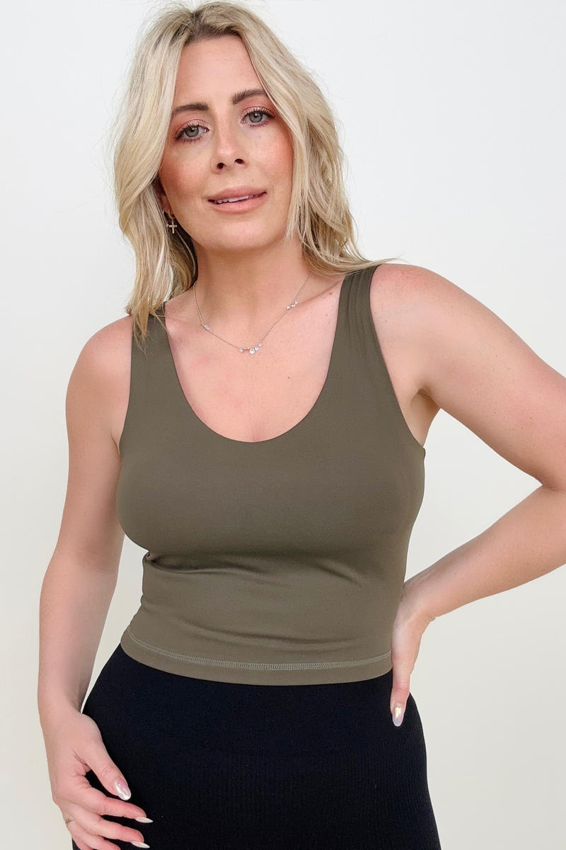 Lifted, Cropped Tank with Built-in Shelf Bra