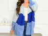 Blue For You, Tri Color Blue Jewel Toned Open Cardigan
