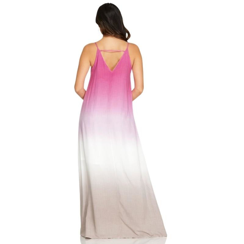 Ombre Dyed Maxi Dress-Hot Pink