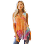 Colors of The Rainbow, Tie Dye Tunic Tank with Keyhole Cut Out Neckline